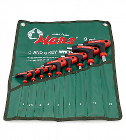 На сайте Трейдимпорт можно недорого купить Комплект L-шестигранников 2-12мм, 9шт Hans 16775-9M. 