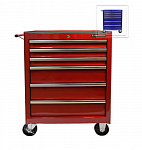 Тележка инструментальная красная на колесах 6 ящ. BTD-270061CS